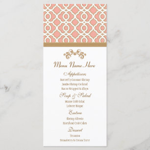 Coral och Guld Moroccan Menu Meny