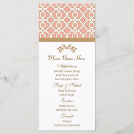 Coral och Guld Moroccan Menu Meny
