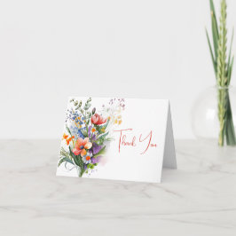 Coral och Lila Wildblommor Tack Inbjudan