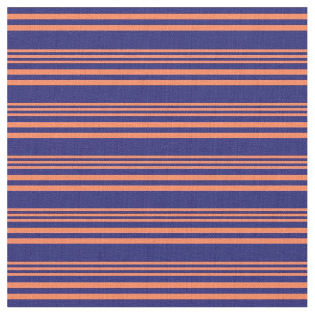 Coral och Midnight Blue Färgad Mönster Tyg (Närbild)