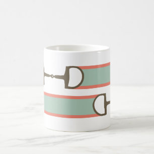 Coral och Mint Horse Bit Ribbon Mönster Kaffemugg