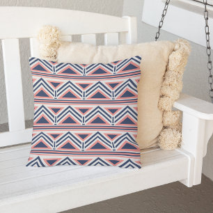 Coral och Navy Modern Aztec Mönster utomhus Utomhuskudde
