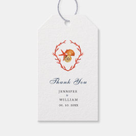 Coral och seashells Beach bröllopsgåva Märkre Presentetikett