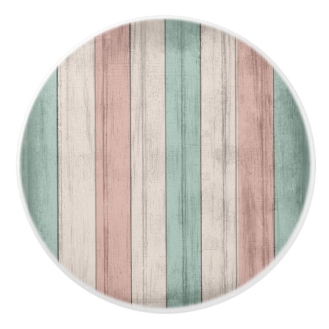 Coral och Teal Nautical Beach Wood Rand Knopp (Framsidan)