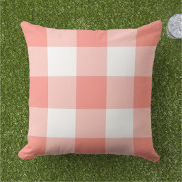Coral och White Gingham Play Mönster Kudde