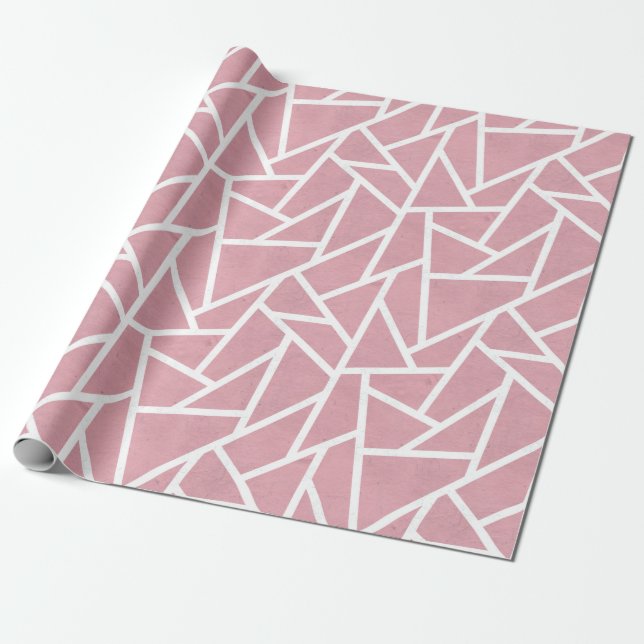 Coral och white mosaic mönster presentpapper (Utrullad)