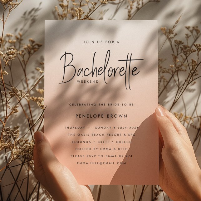 Coral Ombre | Bachelorette Helg Peach Inbjudningar (Skapare uppladdad)
