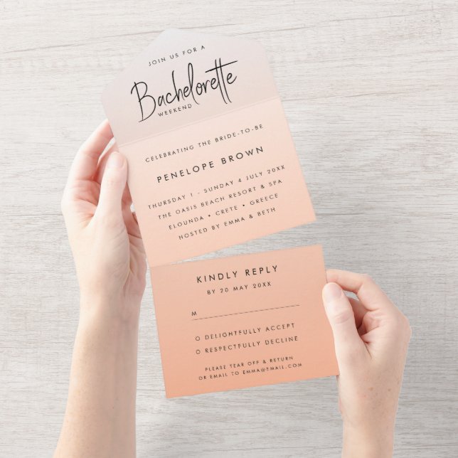 Coral Ombre | Bachelorette Helg Peach OSA (Avrivbar del)
