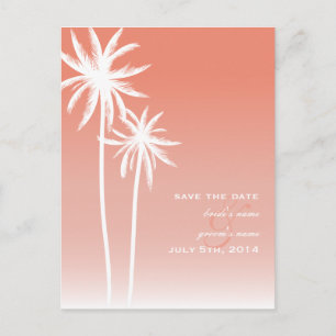 Coral Ombré Beach Wedding Spara datumet Meddelande Vykort