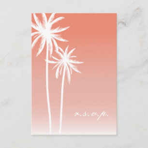 Coral Ombré Handflatan Träd Beach Wedding OSA Kort