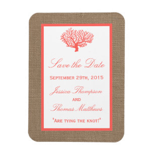 Coral on Burlap Boho Beach WedCollection Magnet