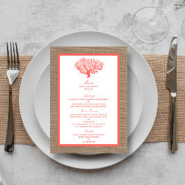 Coral on Burlap Boho Beach WedCollection Meny