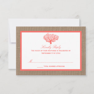 Coral on Burlap Boho Beach WedCollection OSA Kort