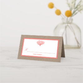 Coral on Burlap Boho Beach WedCollection Placeringskort