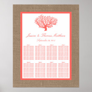 Coral on Burlap Boho Beach WedCollection Poster