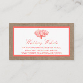 Coral on Burlap Boho Beach WedCollection Tilläggskort