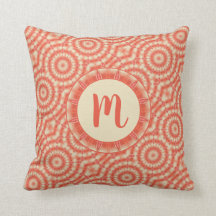 Coral Orange Cream Circular Kaleidoscopes Monogram