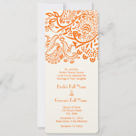 Coral Orange Love birds Bröllop Inbjudningar
