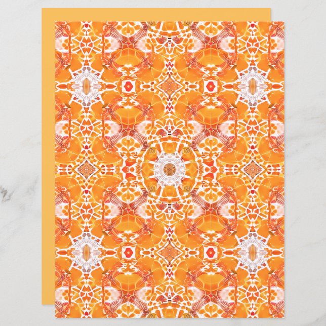 Coral Orange och Cream Batik Medallion Mönster (Fram/baksida)