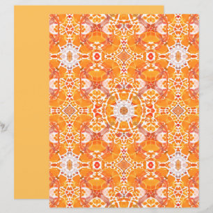 Coral Orange och Cream Batik Medallion Mönster