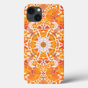 Coral Orange och Cream Batik Medallion Mönster