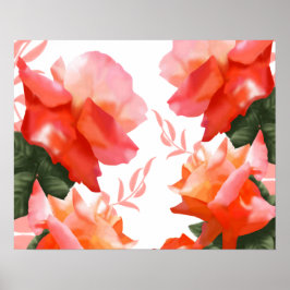Coral Orange Ro Flower 20 x 16 tum Poster