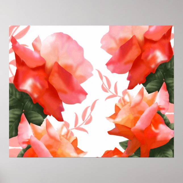 Coral Orange Ro Flower 20 x 16 tum Poster (Framsidan)