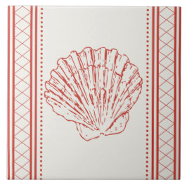 Coral Orange Scallop Sea Snäcka Coastal Kakelplatta