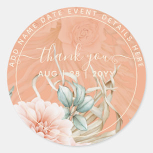 Coral Pampas Grass Tack Favor Classic Round S Runt Klistermärke