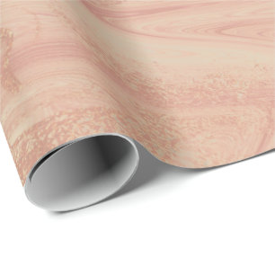Coral Peach Candy Marble Molten Metallic Shiny Presentpapper