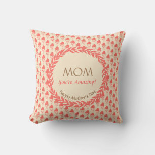 Coral Peach Cream MAMMA DU ÄR FANTASTISK Kudde