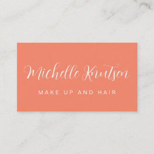 Coral Peach Girly Makeup Artist Hair Salon Visitkort