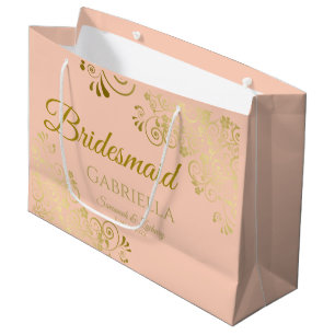 Coral Peach & Guld Snöre Elegant Bridesmaid