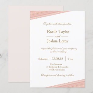 Coral peach guld white subtle rand bröllop inbjudningar