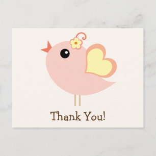 Coral, Peach, Gult Love Bird Tack Vykort