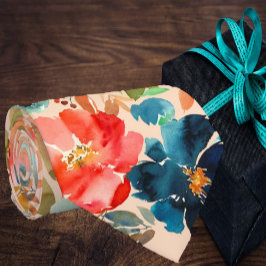 Coral Peach Indigo Navy Blue Ro Blommigt Neck Tie Slips