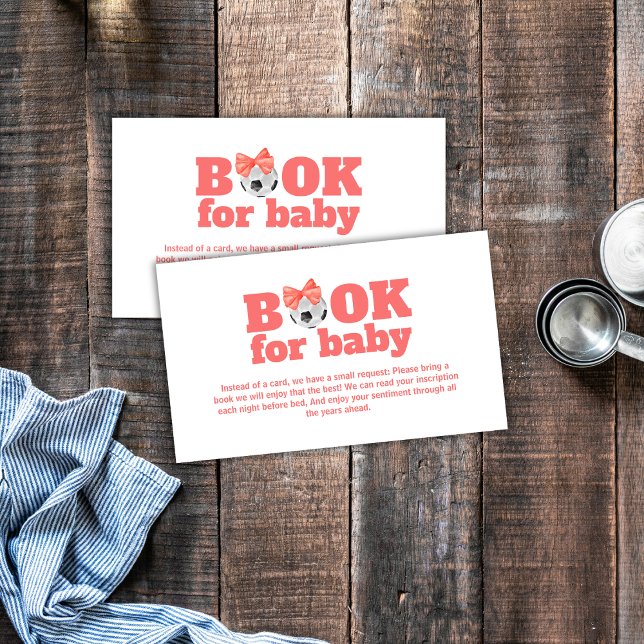 Coral Peach Oh Baby Bow Soccer Books Baby Shower Tilläggskort (Coral Peach Oh Baby Bow Soccer Books Baby Shower Enclosure Card)