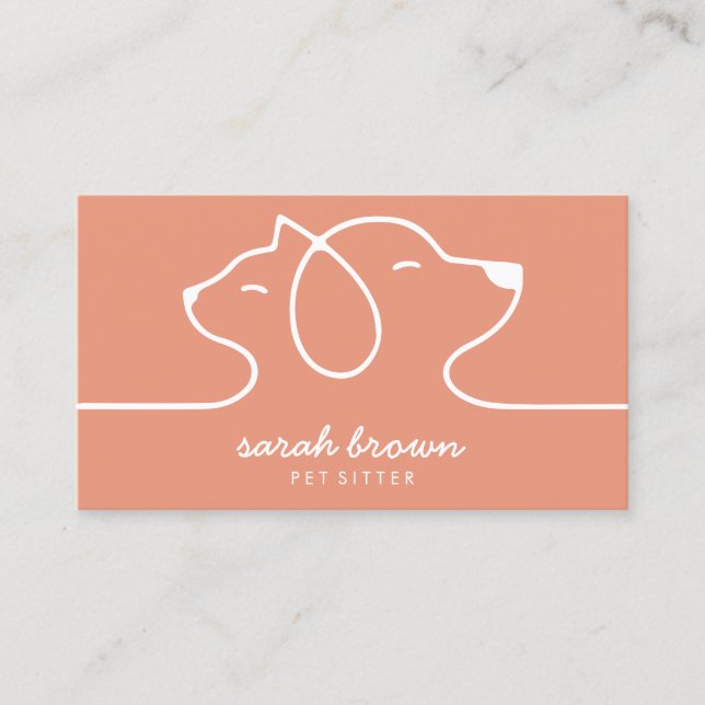 Coral Peach Orange Hund Cat Pet Visitkort (Framsida)