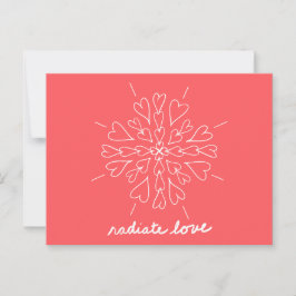 Coral Peach Radiate Kärlek Heart Mandala Vykort