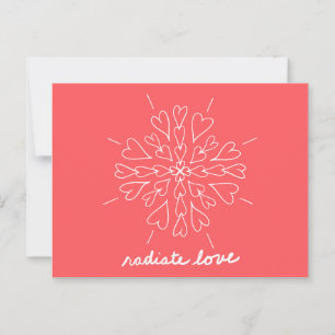 Coral Peach Radiate Kärlek Heart Mandala Vykort