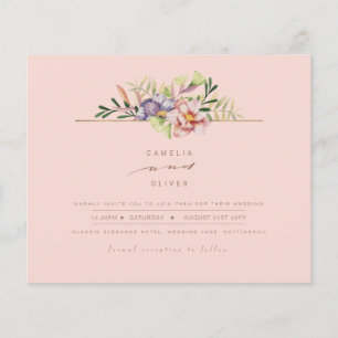Coral Peach Summer Blommigt Wedbjudande QR