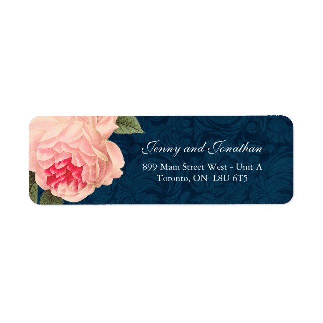 Coral Peonie med Returetiketter i marktext Returadress Etikett (Framsidan)