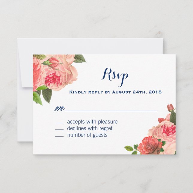 Coral Peonie på OSA kort Navy (Framsida)