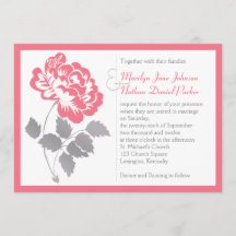 Coral Peony med inbjudan till Grått Wedding