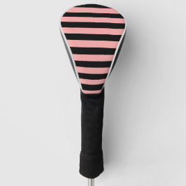 Coral Pink and Black Striped Golf Head Club Cover