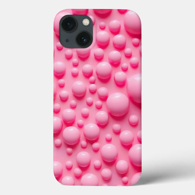 Coral Pink Glossy Bubbles iPhone Case Art (Baksida)