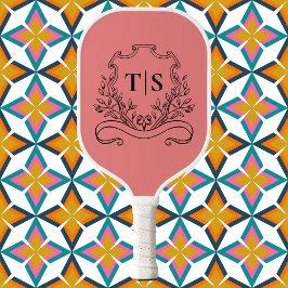 Coral Pink Monogram Initial Girly Classic Crest