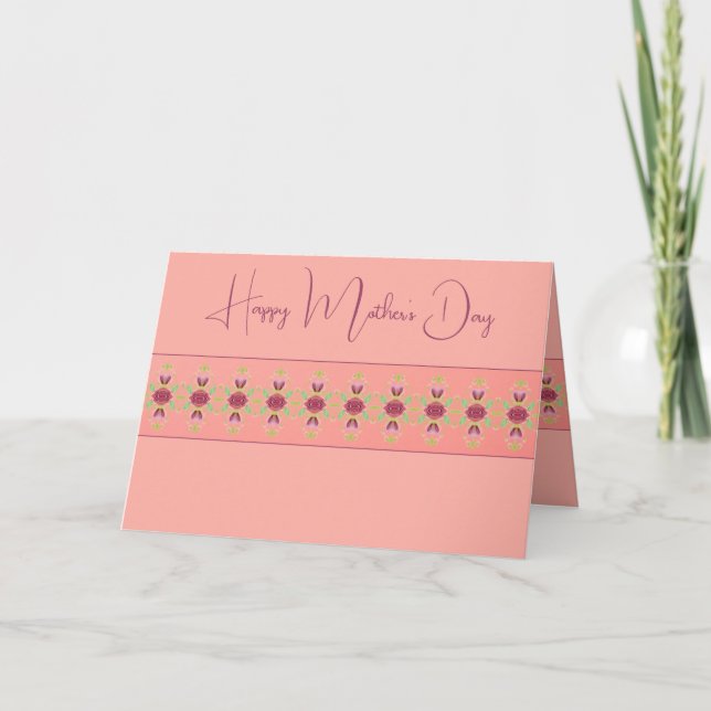Coral Pinks och Burgundy Ro Art Kort (Framsida)