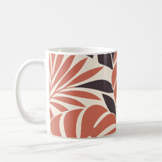 Coral Plum Tropical Leaf Silhouette Kaffemugg