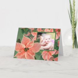 Coral Poinsettia Photo jul Card Helgkort